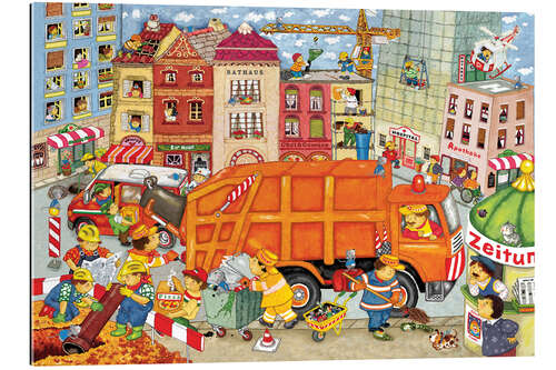 Quadro em plexi-alumínio The garbage truck comes