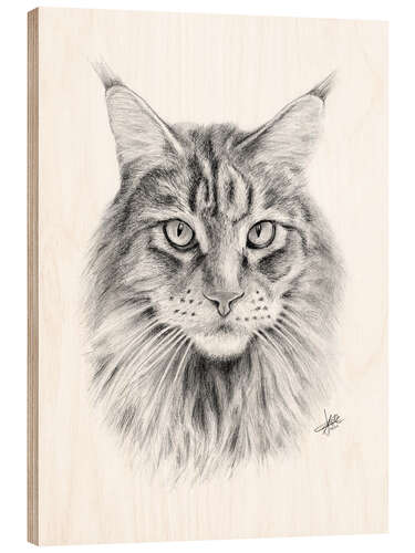 Wood print Maine Coon Cat