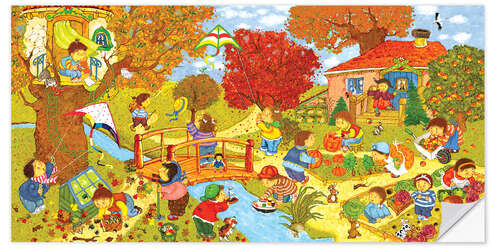 Sticker mural Cherche et trouve, le jardin en automne