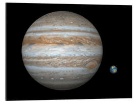 Aluminium print gas giant Jupiter and Earth