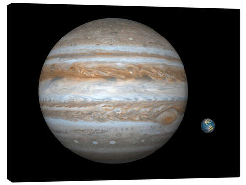 Leinwandbild Gasriese Jupiter und Erde