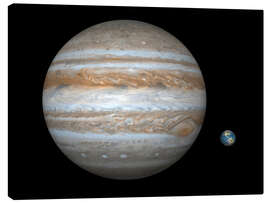 Canvas print gas giant Jupiter and Earth