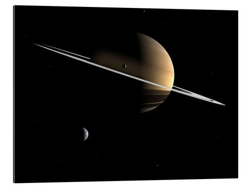 Gallery print Saturn and its moons Dione and Tethys