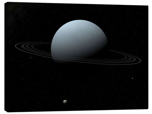 Tableau sur toile Uranus and its tiny moon Puck