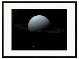 Impression artistique encadrée Uranus and its tiny moon Puck