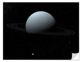 Selvklebende plakat Uranus and its tiny moon Puck