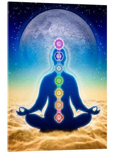 Acrylic print In Meditation With Chakras - Blue Moon Edition