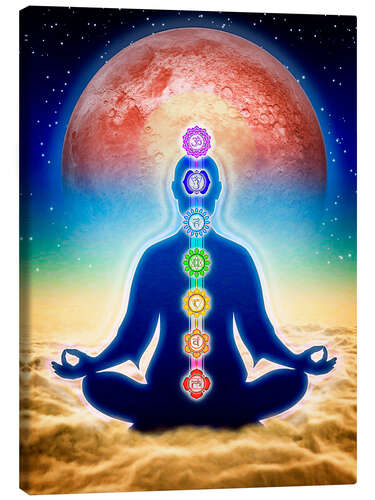 Canvas print In meditation with chakras - red moon edition