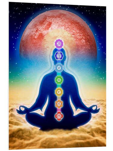 PVC-tavla In meditation with chakras - red moon edition