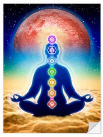 Sisustustarra In meditation with chakras - red moon edition