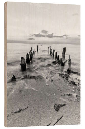 Holzbild Holzbuhne am Strand Heiligenhafen Fehmarn