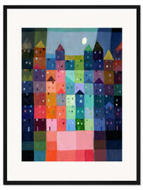 Gerahmter Kunstdruck Kastenstadt bei Vollmond
