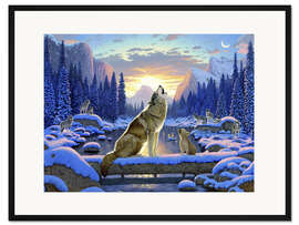 Gerahmter Kunstdruck Wolf lernt das Heulen