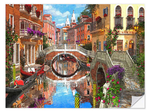 Selvklebende plakat Venetian Waterway