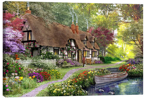 Canvas print Woodland walk cottage