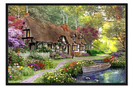 Gerahmter Kunstdruck Das versteckte Landhaus im Wald