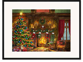 Gerahmter Kunstdruck Im Landhaus ist Weihnachten
