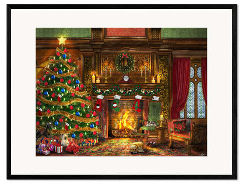 Framed art print Festive Fireplace