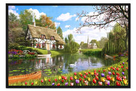 Gerahmter Kunstdruck Landhaus am Schwanenteich