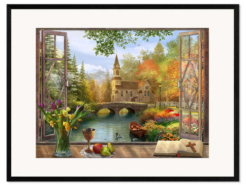 Impresión de arte enmarcada Autumn Church Frame