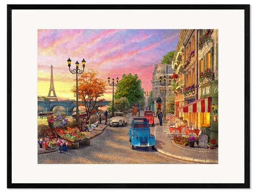 Ingelijste kunstdruk Zonsondergang op de Seine