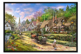 Gerahmter Kunstdruck Bäuerliches Leben im Dorf