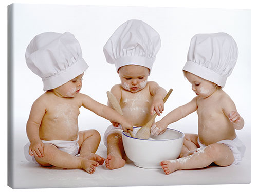 Canvas print Three baby cooks