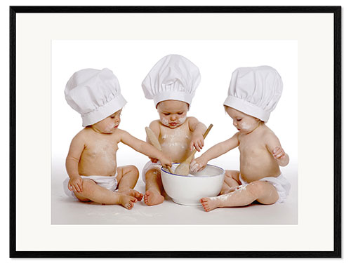 Impression artistique encadrée Trois petits chefs