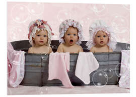 Foam board print Toddlers in flowery bonnets