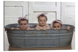 Aluminium print Cheeky Babies in the bath