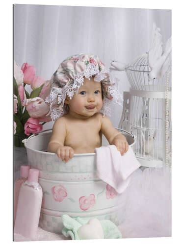 Gallery print Baby in flowery bucket