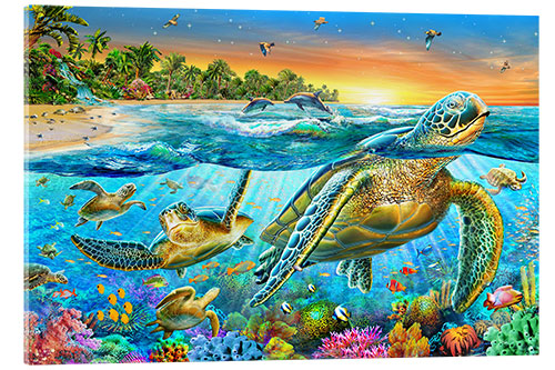 Akryylilasitaulu Underwater turtles