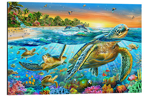 Stampa su alluminio Underwater turtles