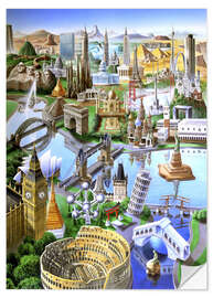 Selvklebende plakat Landmarks of the world