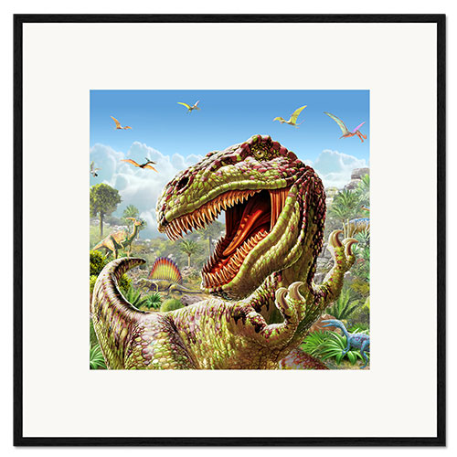 Ingelijste kunstdruk T-Rex & Dinosaurs