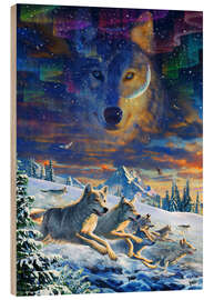 Wood print Moonlight Wolfpack