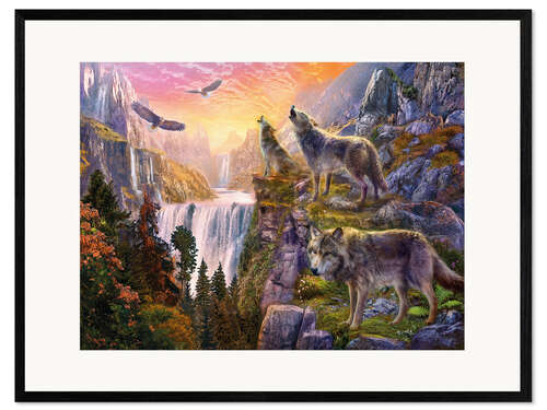 Kehystetty taidepainatus The mountain of wolves