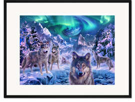 Gerahmter Kunstdruck Winterwölfe