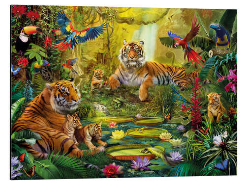 Aluminium print Tiger Family in the Jungle