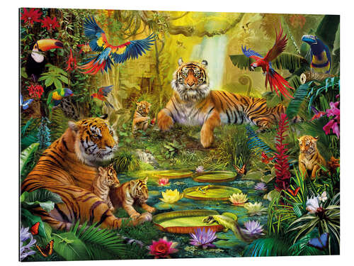 Cuadro de plexi-alu Tiger Family in the Jungle