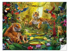 Sticker mural Tiger Family in the Jungle