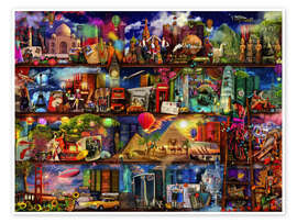 Wandbild  Bücherregal der Weltreise - Aimee Stewart