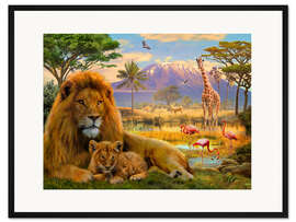 Gerahmter Kunstdruck Löwen in der Wildnis