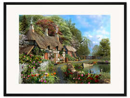 Gerahmter Kunstdruck Das Landhaus am Wasser