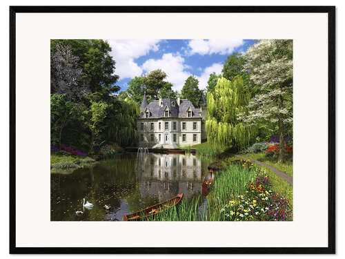 Gerahmter Kunstdruck Die Villa am Fluss
