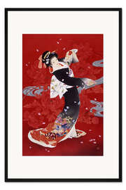 Gerahmter Kunstdruck Tanzende Japanerin