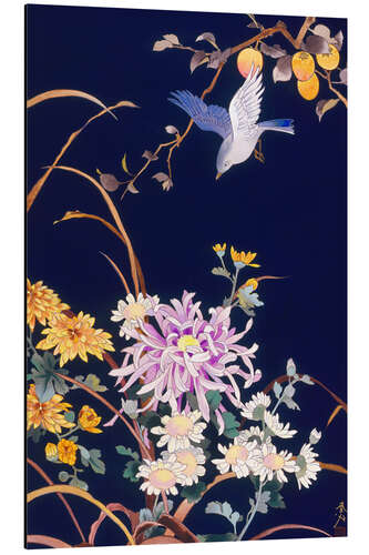 Aluminiumsbilde Oriental Flowers & Bird