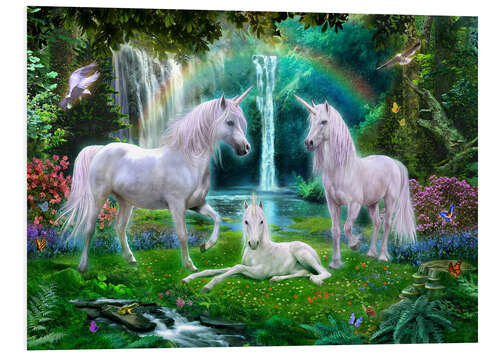 Foam board print Rainbow unicorn family