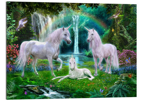 Galleritryck Rainbow Unicorn Family