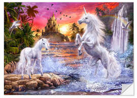 Naklejka na ścianę Unicorn waterfall sunset